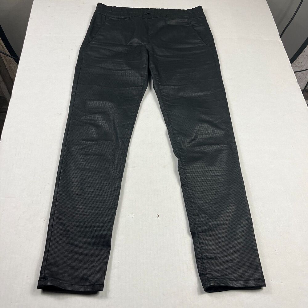 Flog Pants 28 Black Pull-On Stretch Coated Skinny Trousers Israel Dressy Casual